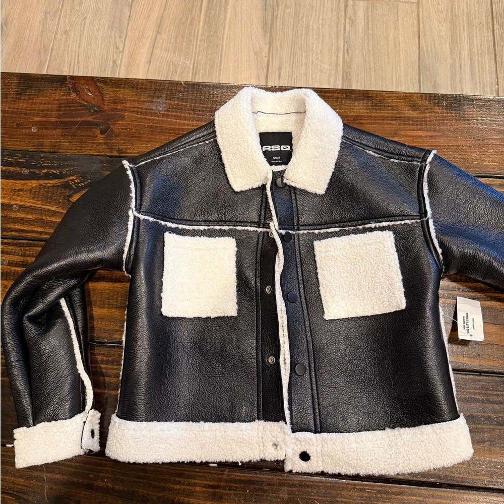 Tillys RSQ leather Sherpa Jacket